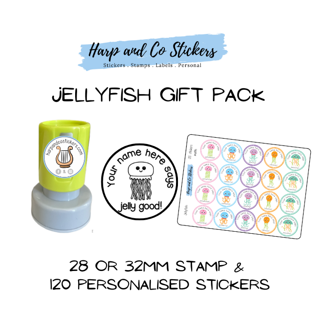 Gift Pack 30mm Stamp + 120 Stickers - Jellyfish