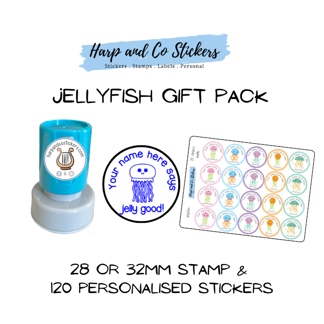 Gift Pack 30mm Stamp + 120 Stickers - Jellyfish