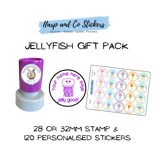 Gift Pack 30mm Stamp + 120 Stickers - Jellyfish
