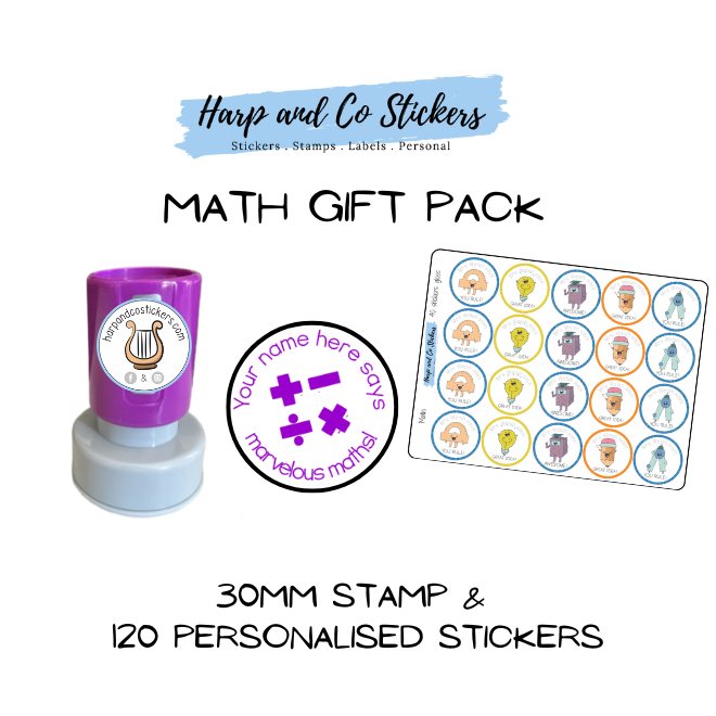 Gift Pack 30mm Stamp + 120 Stickers - Math