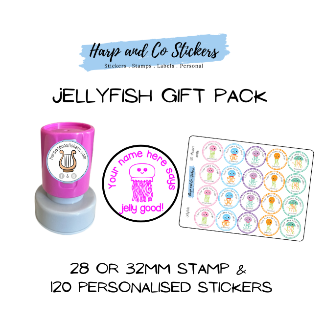 Gift Pack 30mm Stamp + 120 Stickers - Jellyfish