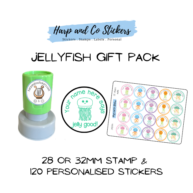 Gift Pack 30mm Stamp + 120 Stickers - Jellyfish