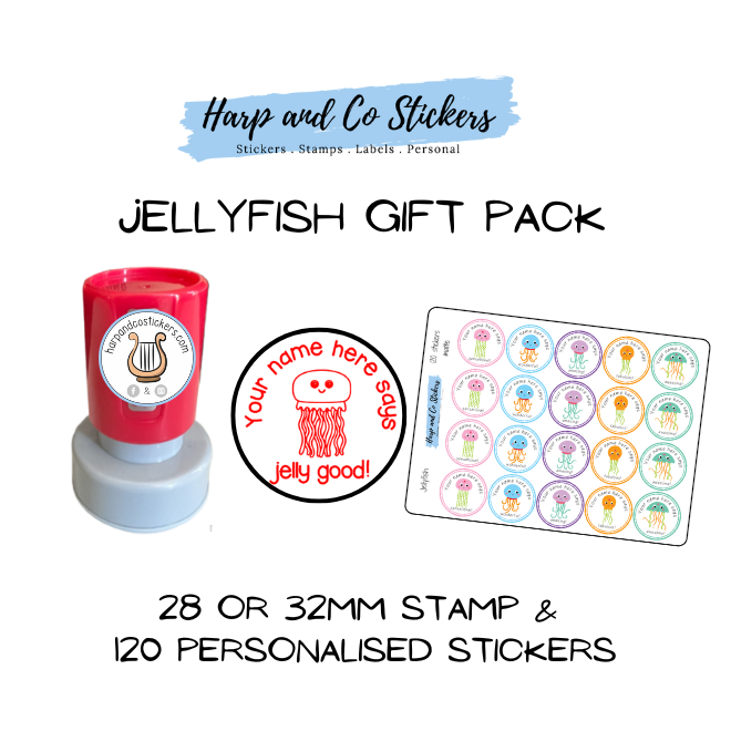 Gift Pack 30mm Stamp + 120 Stickers - Jellyfish