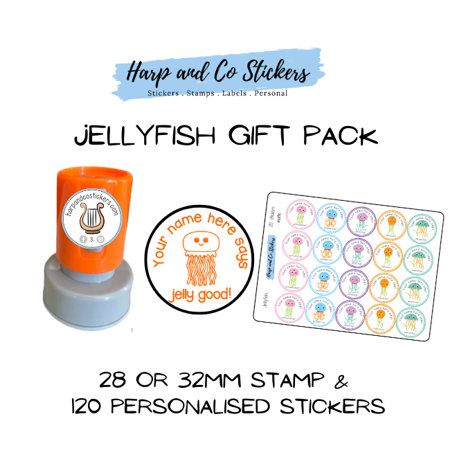 Gift Pack 30mm Stamp + 120 Stickers - Jellyfish